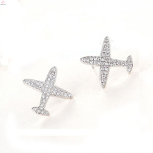 Anti Allergie Stud Flugzeug Ohrringe Silberschmuck, S925 Sterling Silber Flugzeug Ohrringe